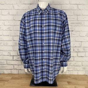 Ralph Lauren Shirt Men's 2XB Big Long Sleeve Button Down Blue Plaid‎ Pony